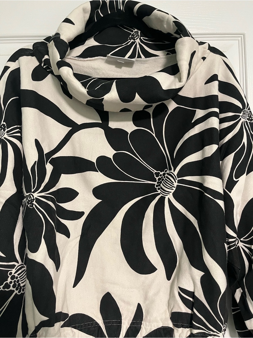 Bryn Walker Black & cream Floral Cowl Neck Women's Sweater